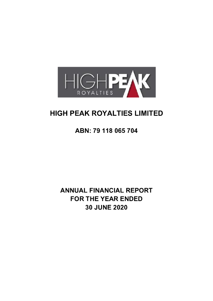 High Peak Royalties（HPR）2020财年年度报告（英文版）