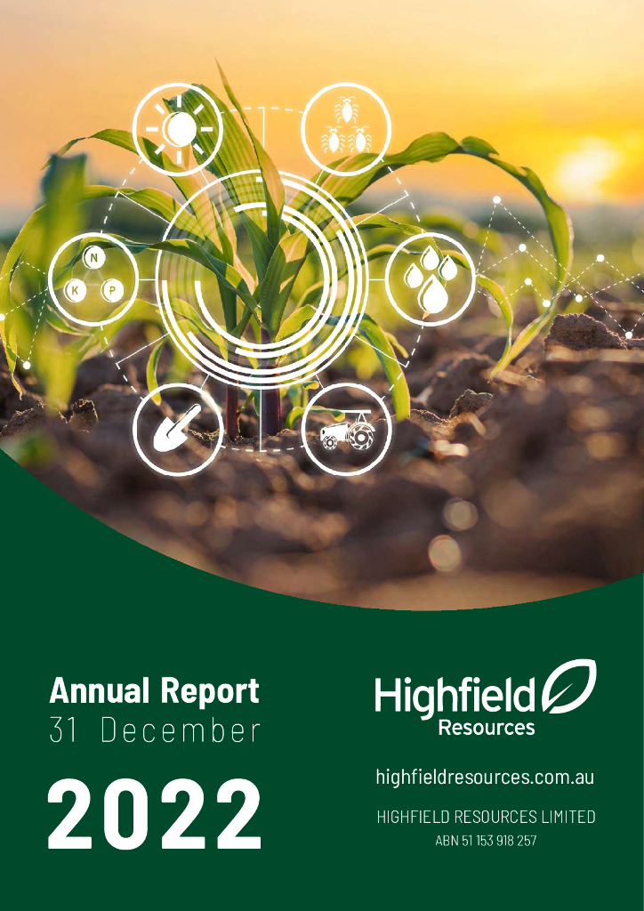 Highfield Resources Ltd（HFR）2022财年年度报告（英文版）