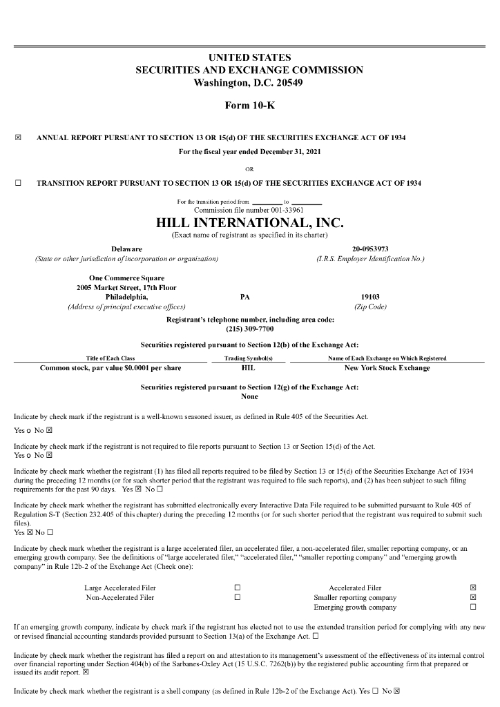 Hill International,Inc.（HIL）2021财年年度报告（英文版）