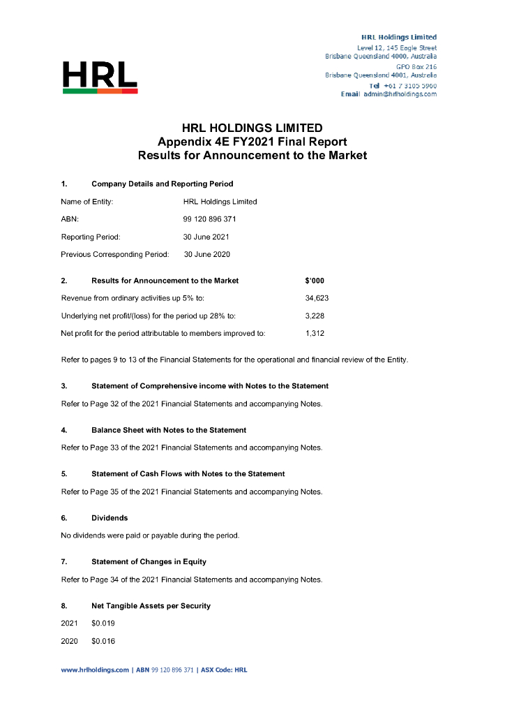 HRL Holdings Limited（HRL）2021财年年度报告（英文版）