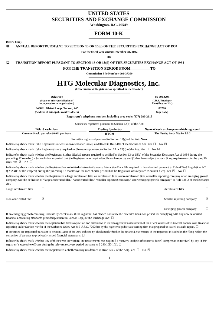 HTG Molecular Diagnostics,Inc.（HTGM）2022财年年度报告（英文版）