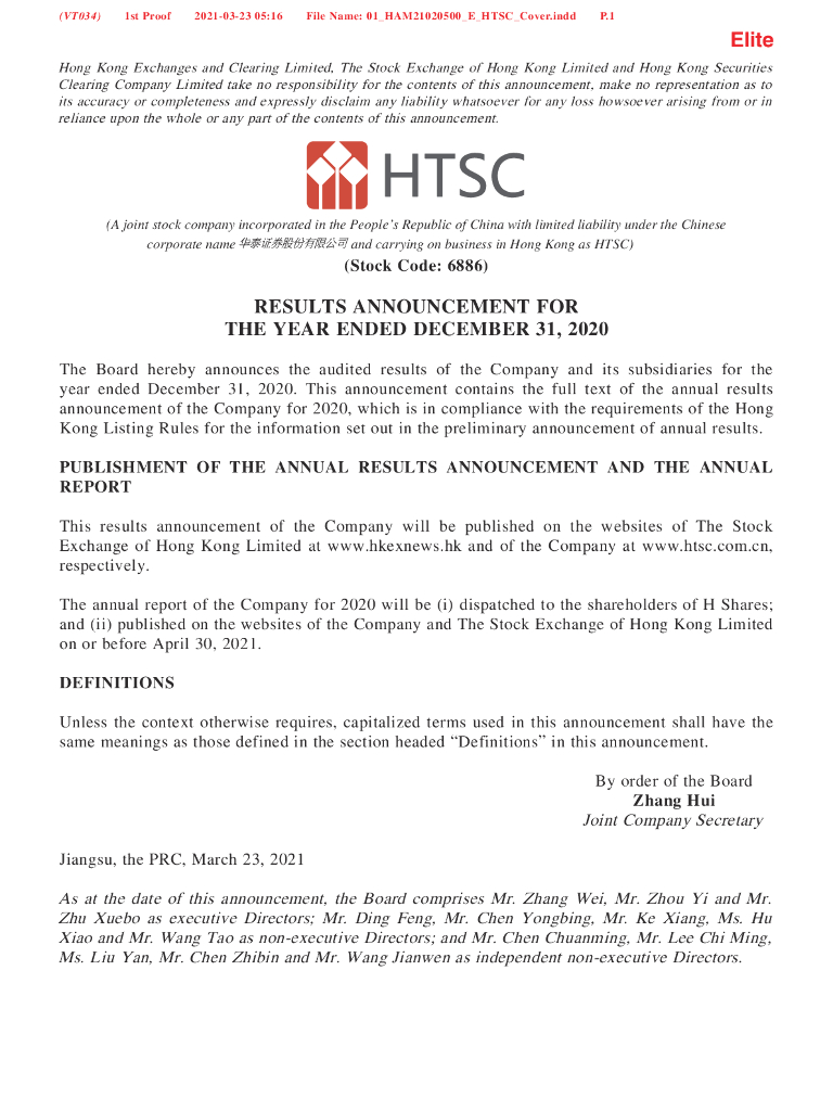 Huatai Securities Co.,Ltd 2020财年年度报告（英文版）