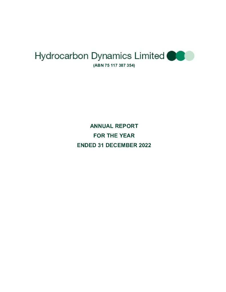 Hydrocarbon Dynamics（HCD）2022财年年度报告（英文版）