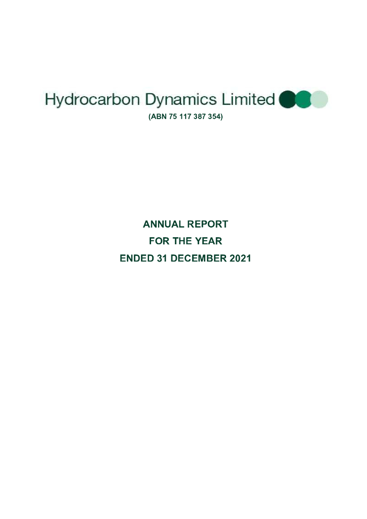 Hydrocarbon Dynamics（HCD）2021财年年度报告（英文版）