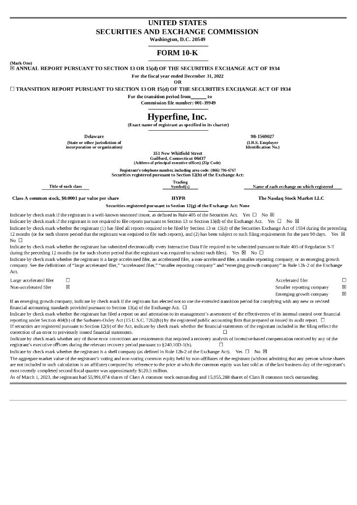 Hyperfine,Inc.（HYPR）2022财年年度报告（英文版）