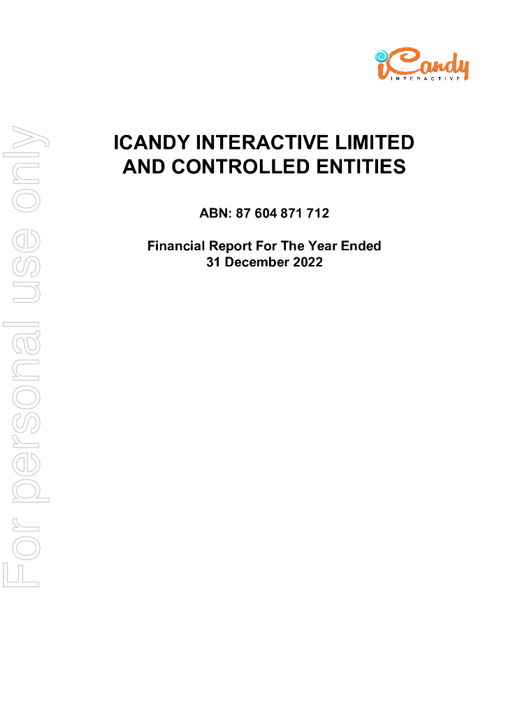 iCandy Interactive Limited（ICI）2022财年年度报告（英文版）