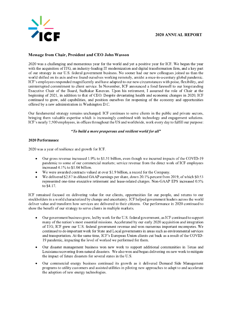 ICF International Inc.（ICFI）2020财年年度报告（英文版）