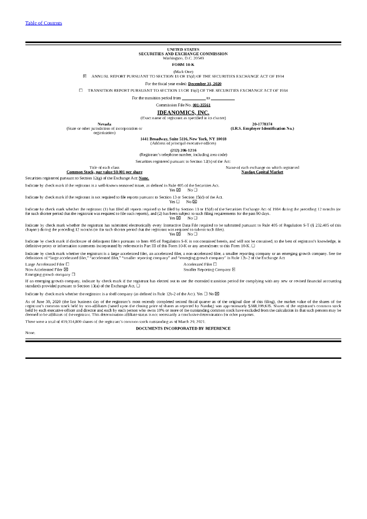 Ideanomics,Inc.（IDEX）2020财年年度报告（英文版）