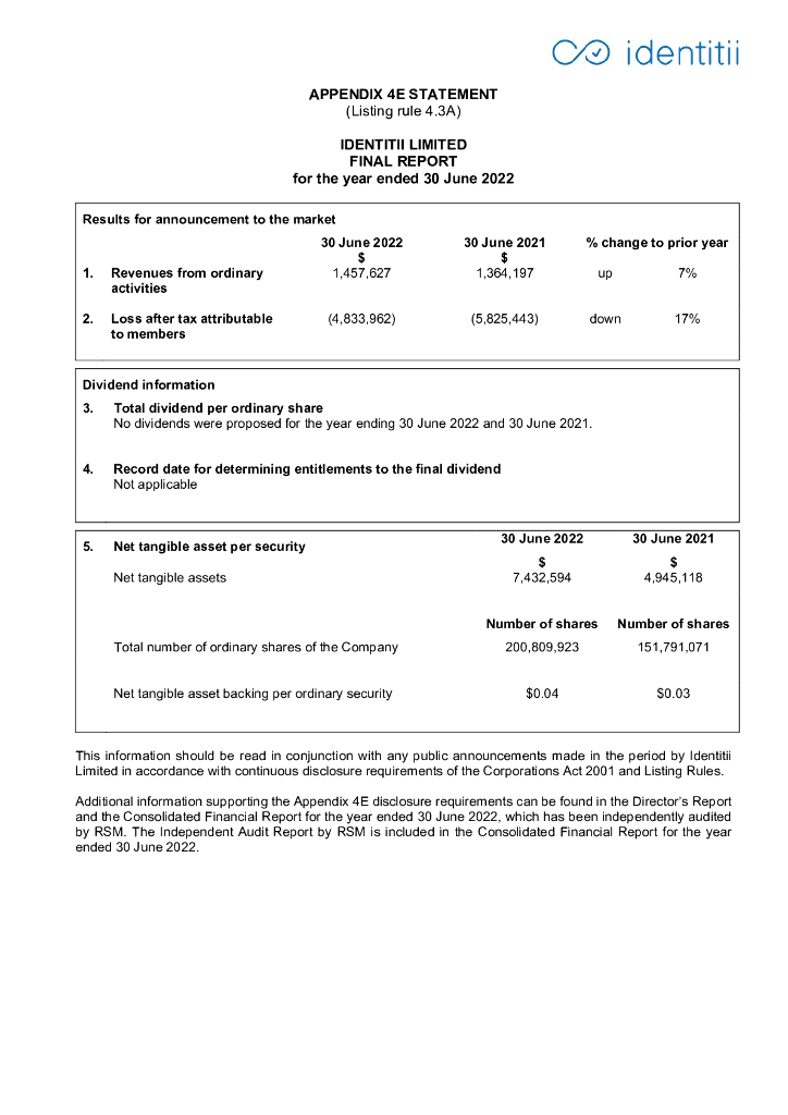 Identitii Limited（ID8）2022财年年度报告（英文版）