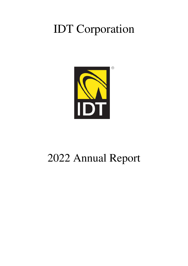 IDT Corporation（IDT）2022财年年度报告（英文版）