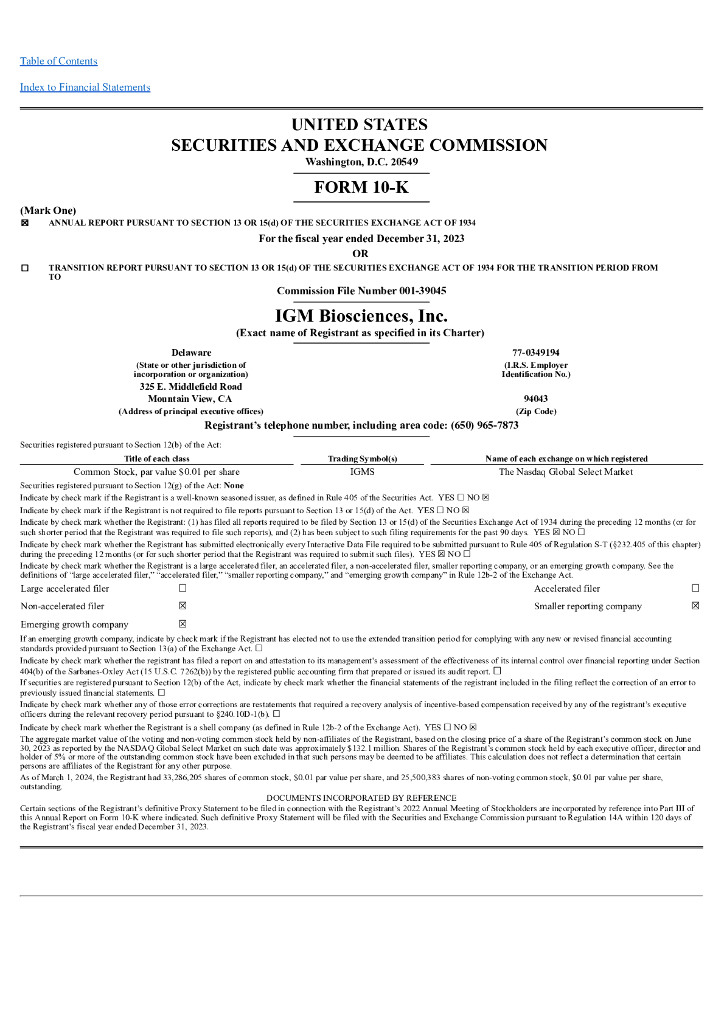 IGM Biosciences,Inc.（IGMS）2023财年年度报告（英文版）