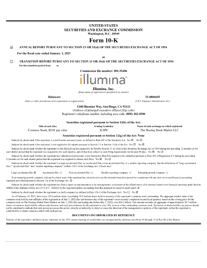 Illumina Inc.（ILMN）2022财年年度报告（英文版）