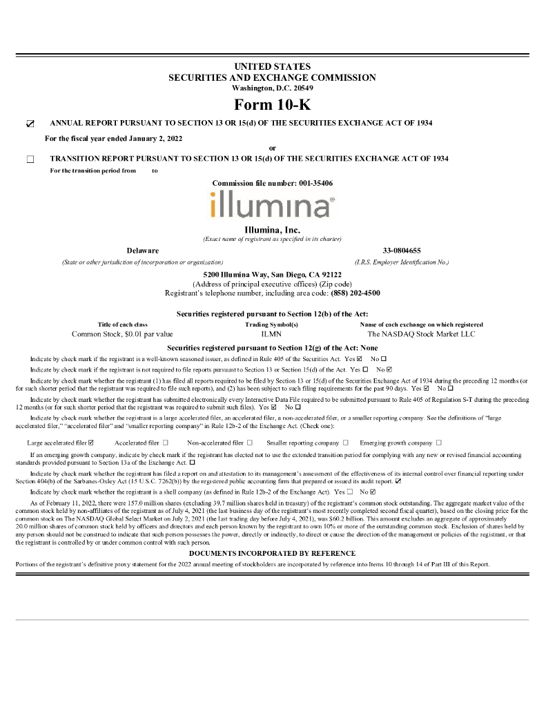 Illumina Inc.（ILMN）2021财年年度报告（英文版）