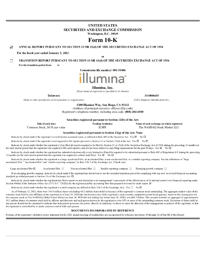 Illumina Inc.（ILMN）2020财年年度报告（英文版）