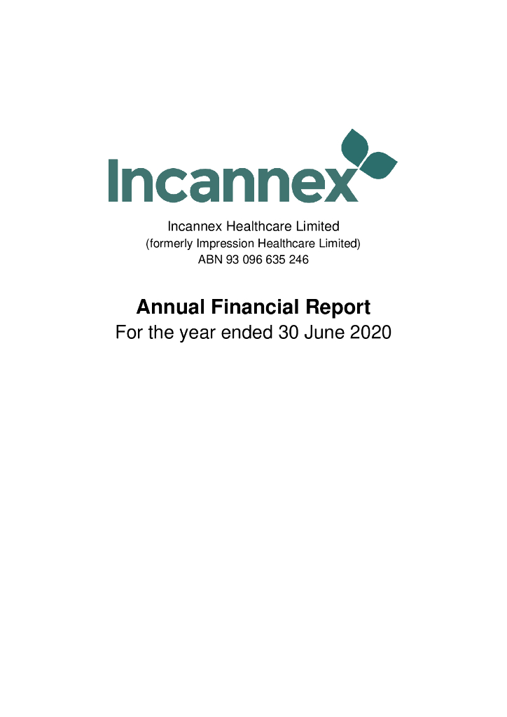Incannex Healthcare Limited（IHL）2020财年年度报告（英文版）