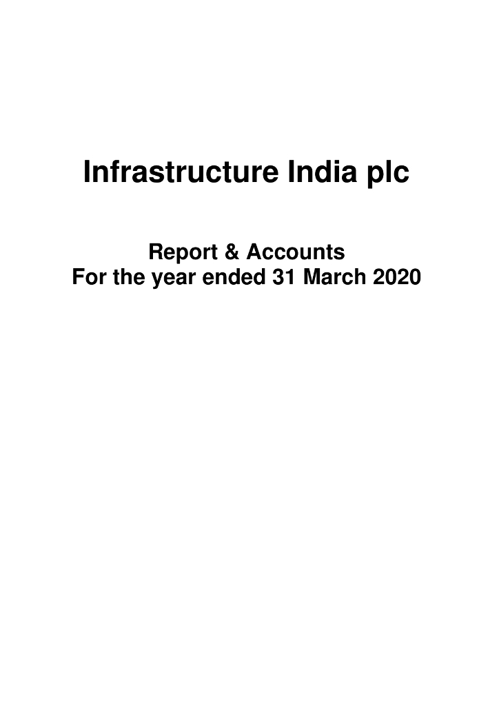 Infrastructure India（IIP）2020财年年度报告（英文版）