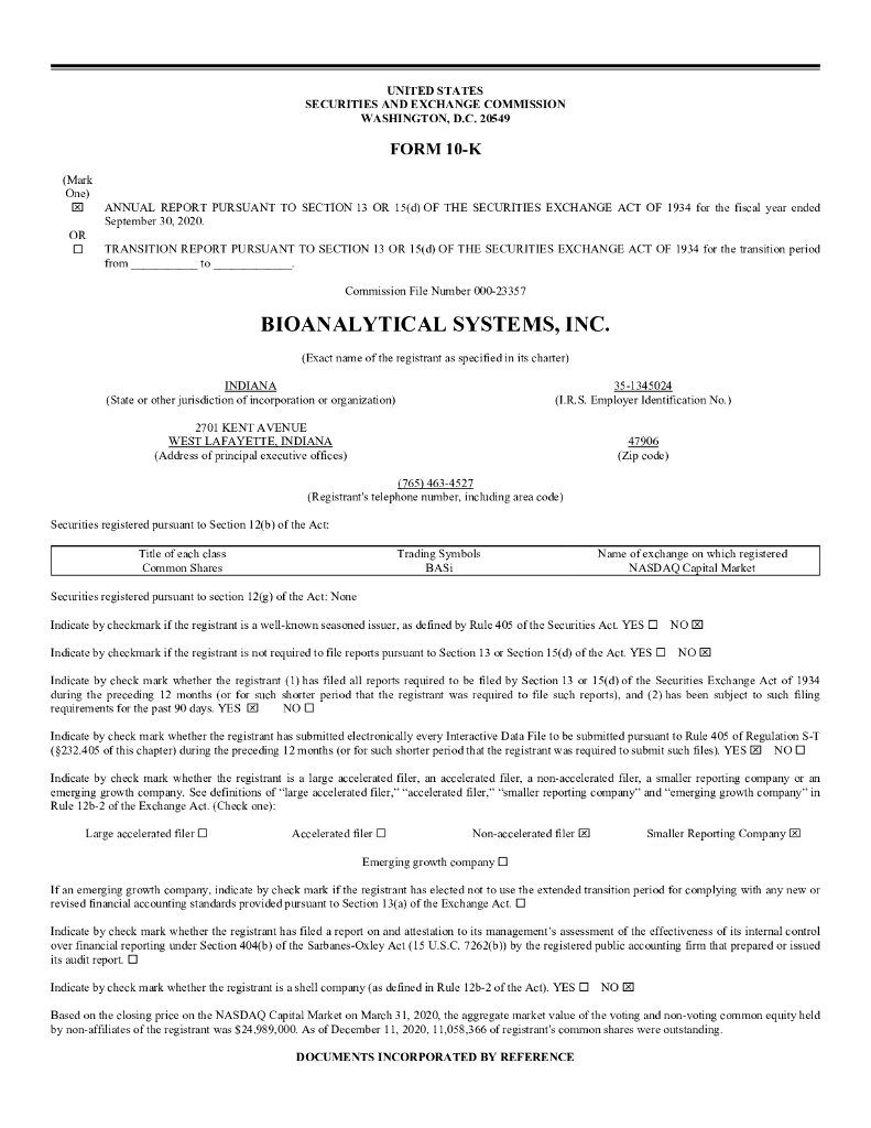 Inotiv,Inc.（NOTV）2020财年年度报告（英文版）