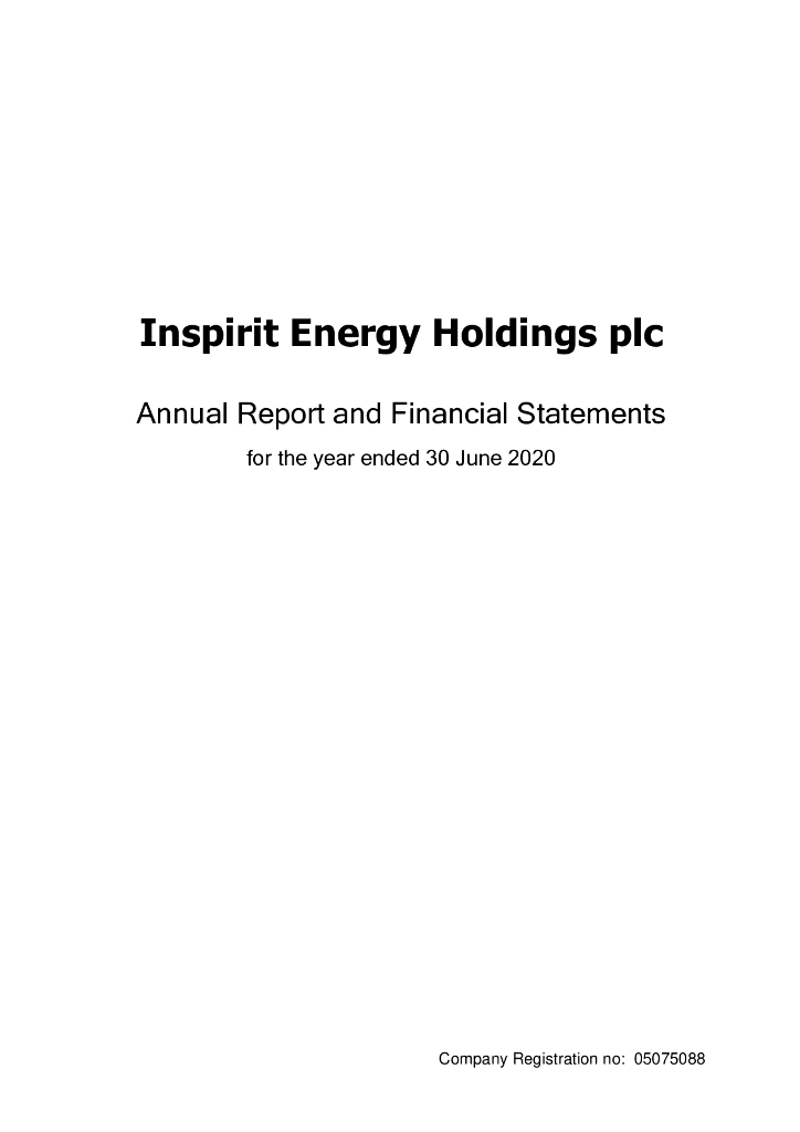 Inspirit Energy Holdings Plc（INSP）2020财年年度报告（英文版）