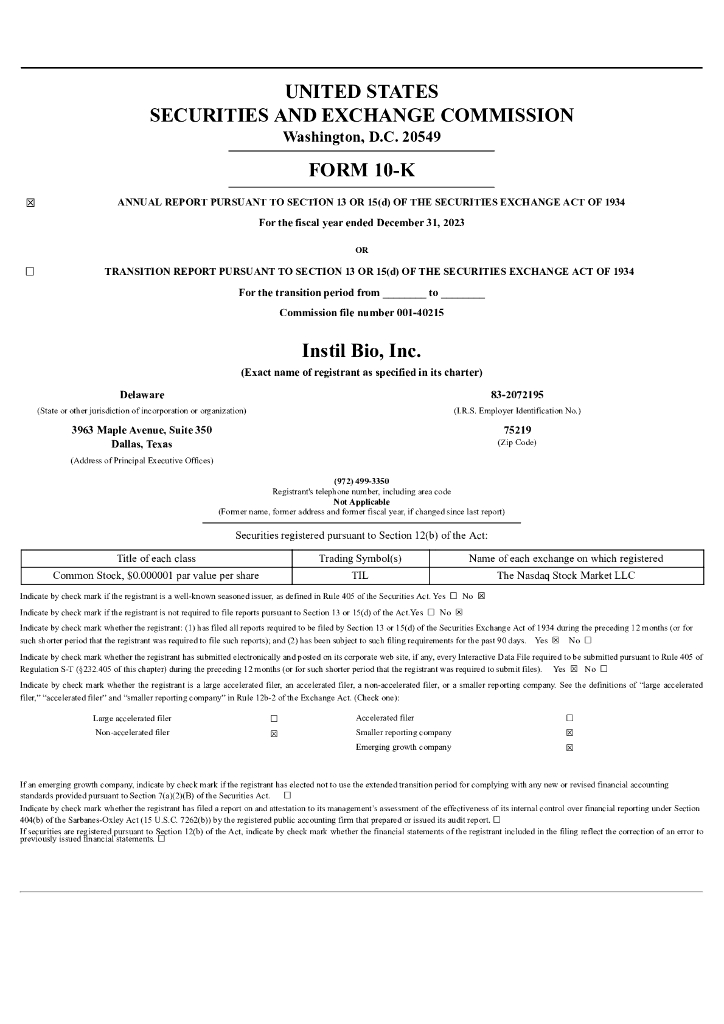 Instil Bio,Inc.（TIL）2023财年年度报告（英文版）