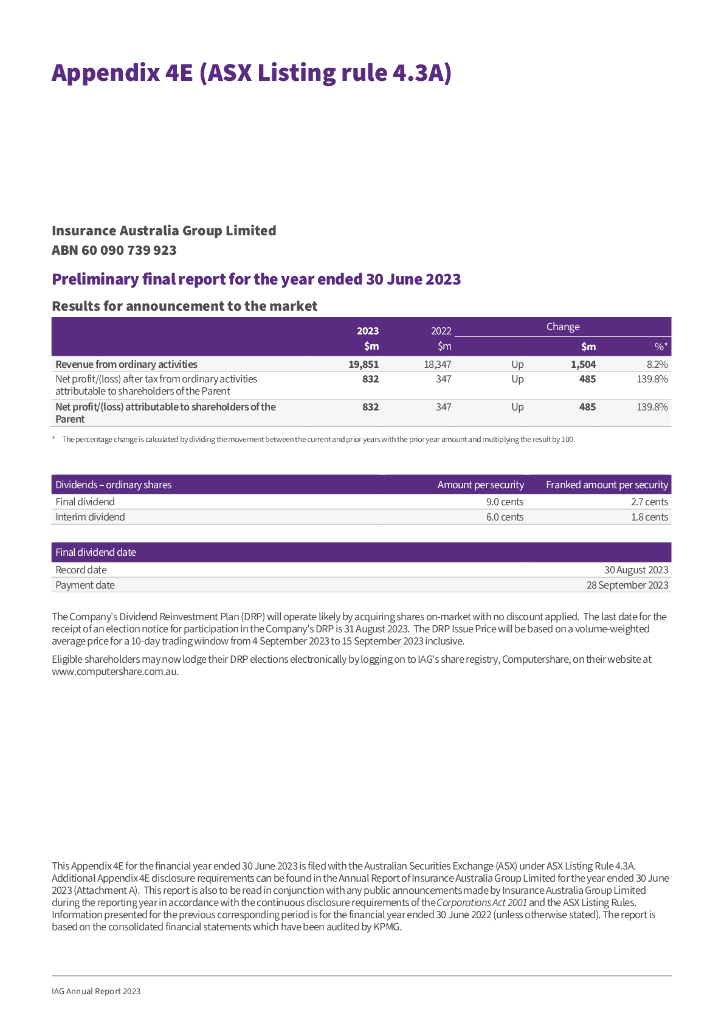 Insurance Australia Group Ltd.（IAUGY）2023财年年度报告（英文版）