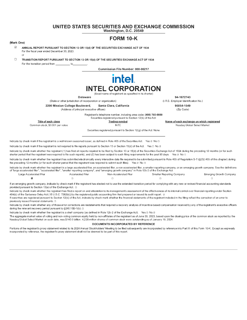 Intel Corporation（INTC）2023财年年度报告（英文版）