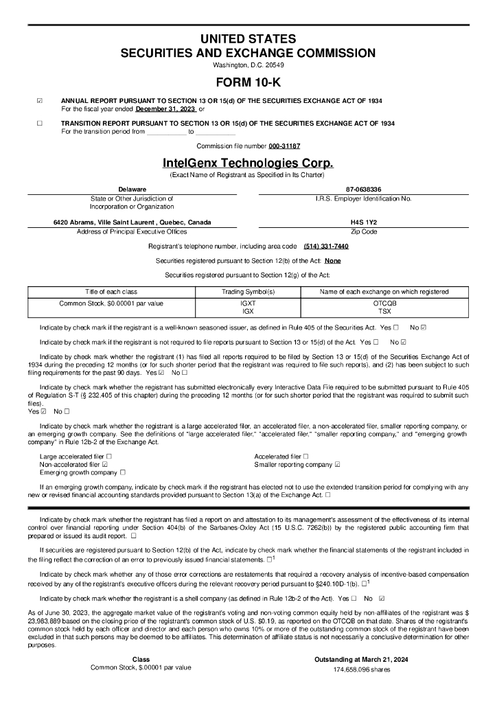 IntelGenx Technologies Corp.（IGX）2023财年年度报告（英文版）