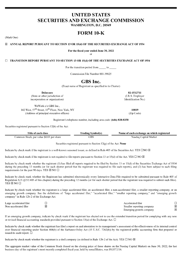 Intelligent Bio Solutions Inc.（INBS）2022财年年度报告（英文版）