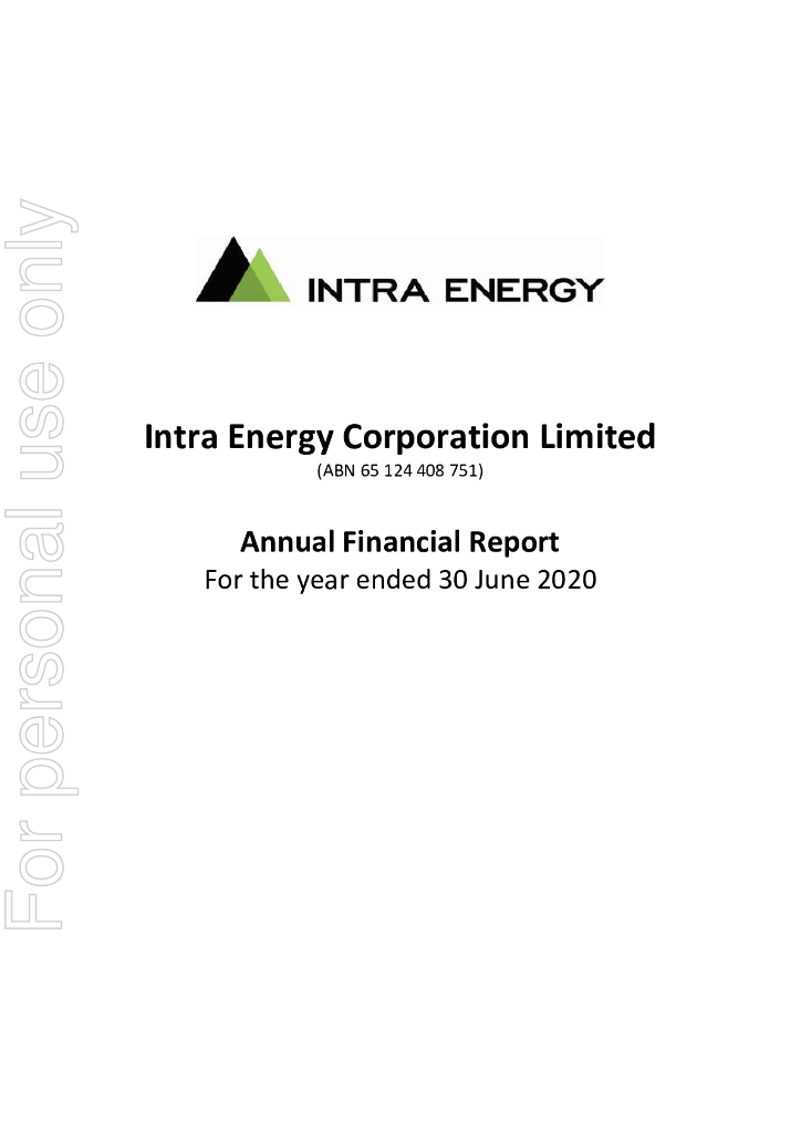 Intra Energy Corporation Limited（IEC）2020财年年度报告（英文版）