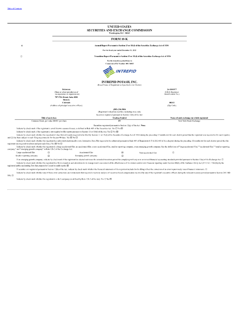 Intrepid Potash,Inc.（IPI）2023财年年度报告（英文版）