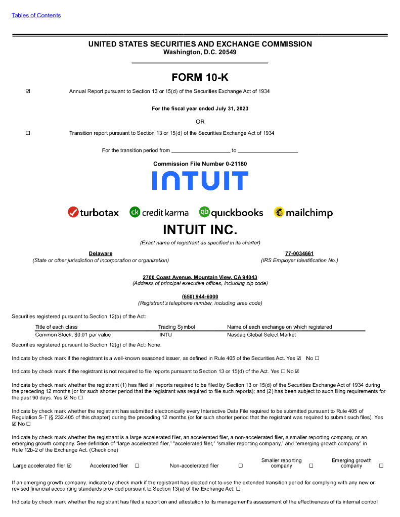 Intuit Inc.（INTU）2023财年年度报告（英文版）