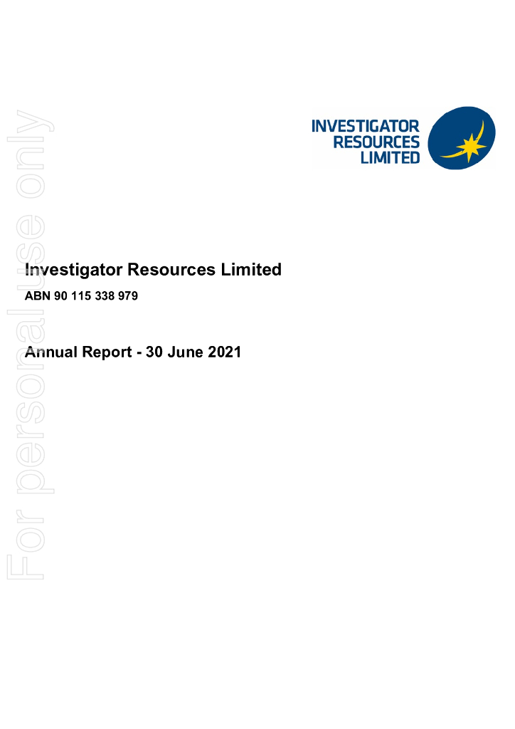 Investigator Resources Limited（IVR）2021财年年度报告（英文版）