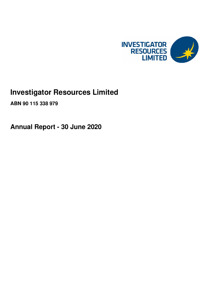 Investigator Resources Limited（IVR）2020财年年度报告（英文版）