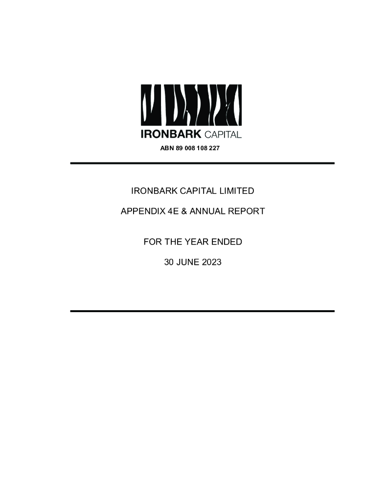 Ironbark Capital Limited（IBC）2023财年年度报告（英文版）
