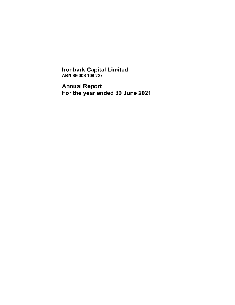 Ironbark Capital Limited（IBC）2021财年年度报告（英文版）