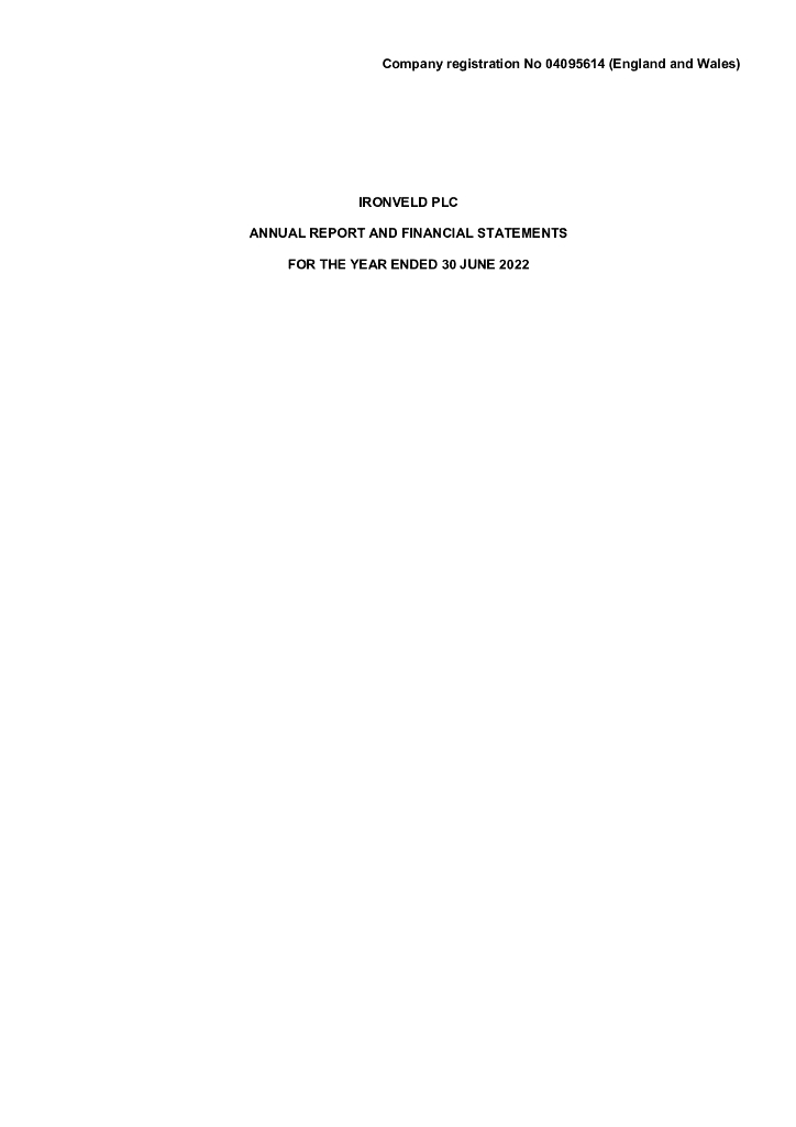 Ironveld Plc（IRON）2022财年年度报告（英文版）