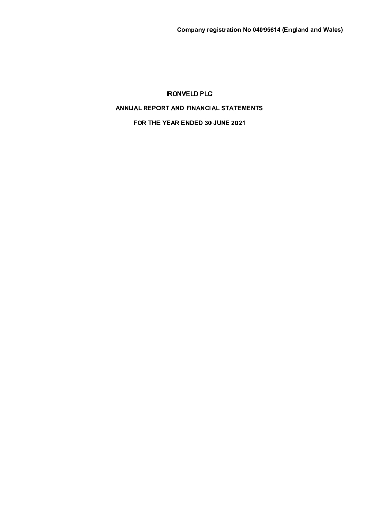 Ironveld Plc（IRON）2021财年年度报告（英文版）