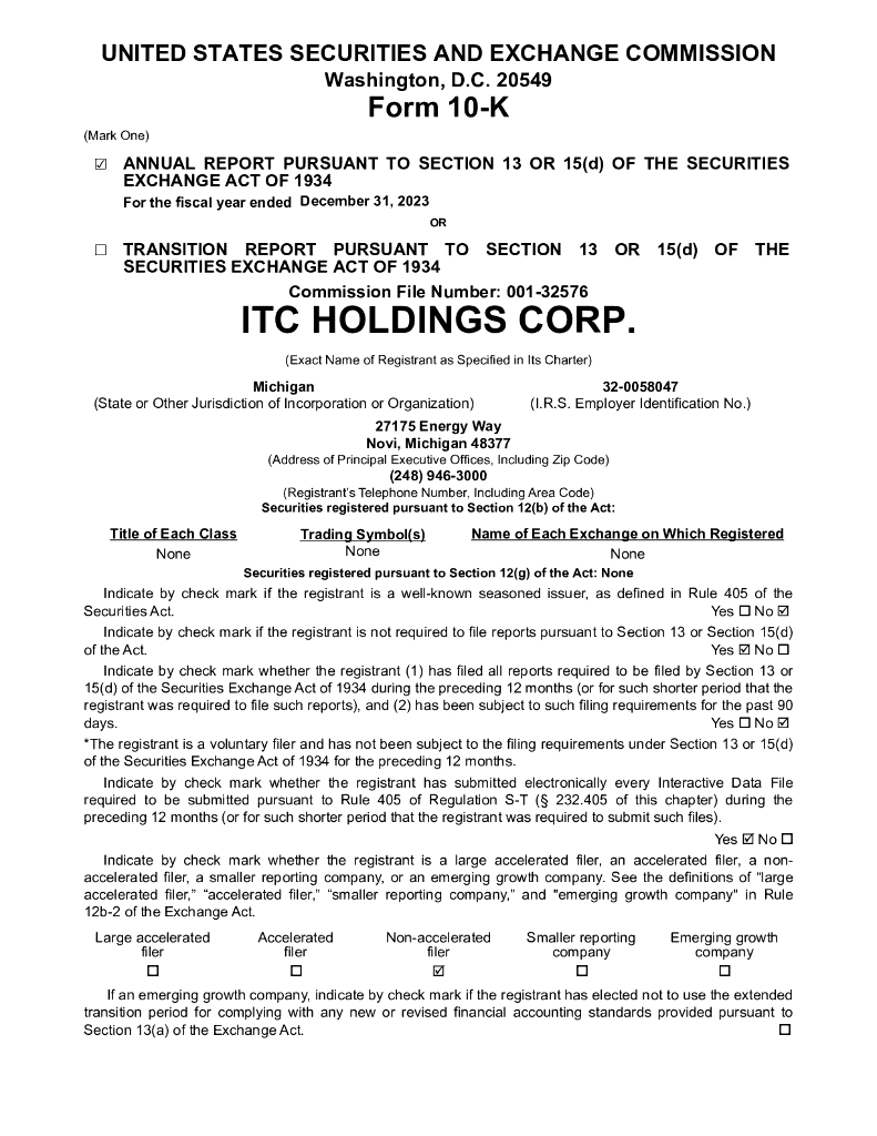 ITC Holdings Corp.（ITC）2023财年年度报告（英文版）