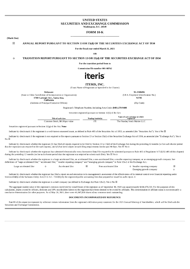 Iteris,Inc.（ITI）2021财年年度报告（英文版）