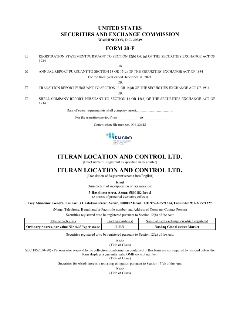 Ituran Location and Control Ltd.（ITRN）2021财年年度报告（英文版）