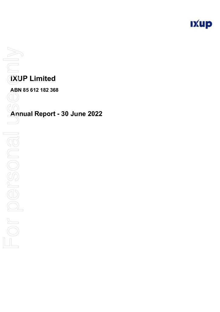 IXUP Limited（IXU）2022财年年度报告（英文版）
