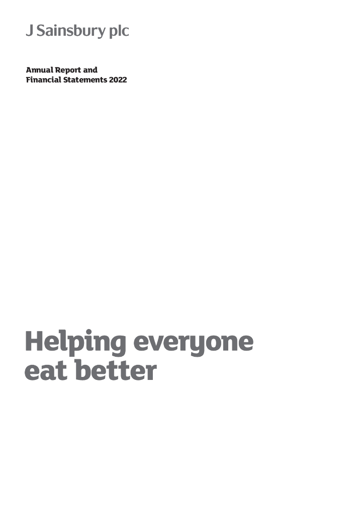 J Sainsbury PLC（GB0767628）2022财年年度报告（英文版）