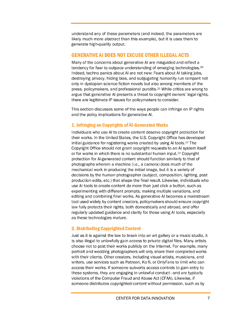 数据创新中心：2023生成性人工智能的批评者担心错误的知识产权问题报告（英文版）_第7页