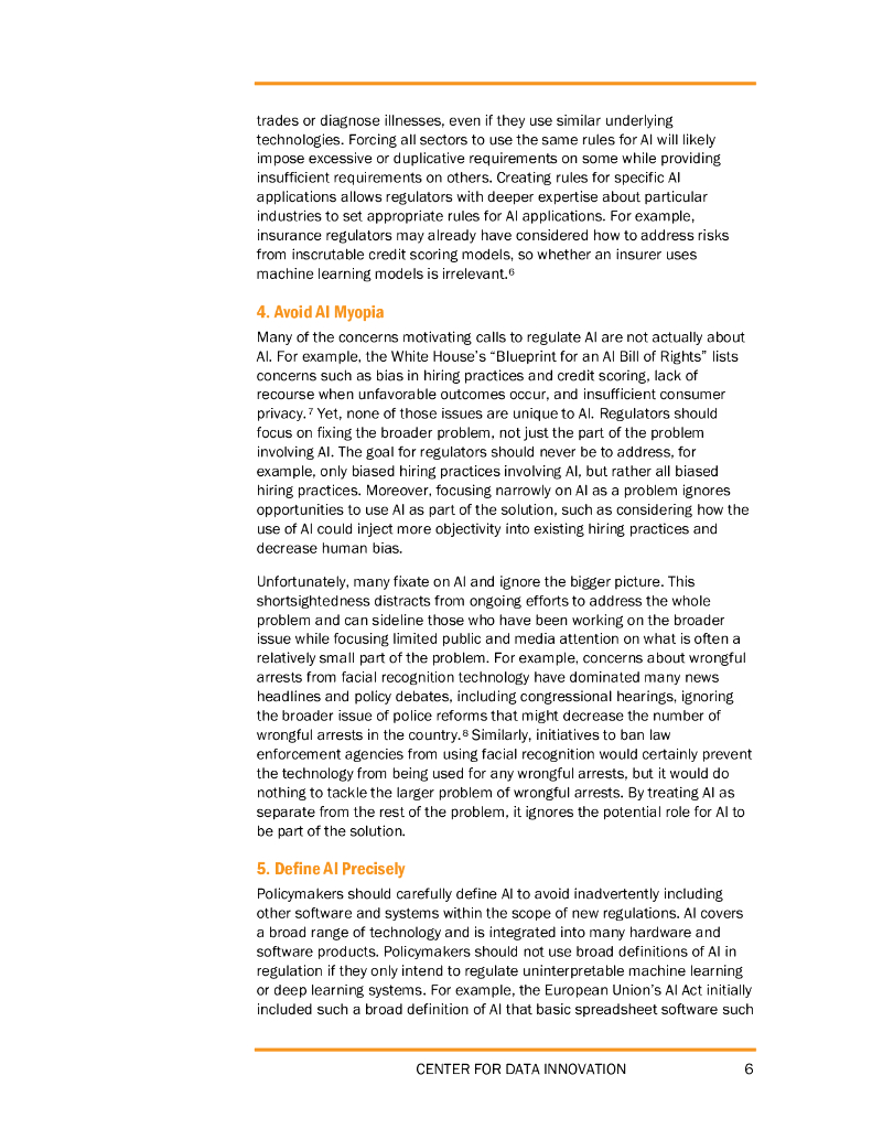 数据创新中心：2023不损害人工智能创新的十大规则报告（英文版）_第6页