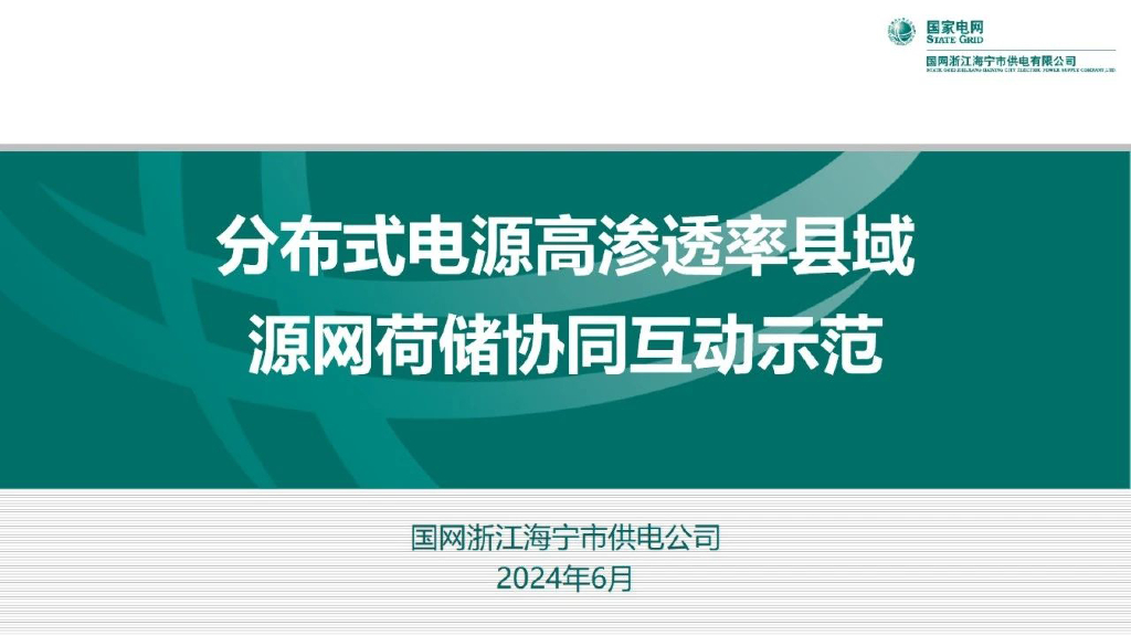 国家电网：2024分布式电源高渗透率县域源网荷储协同互动示范报告