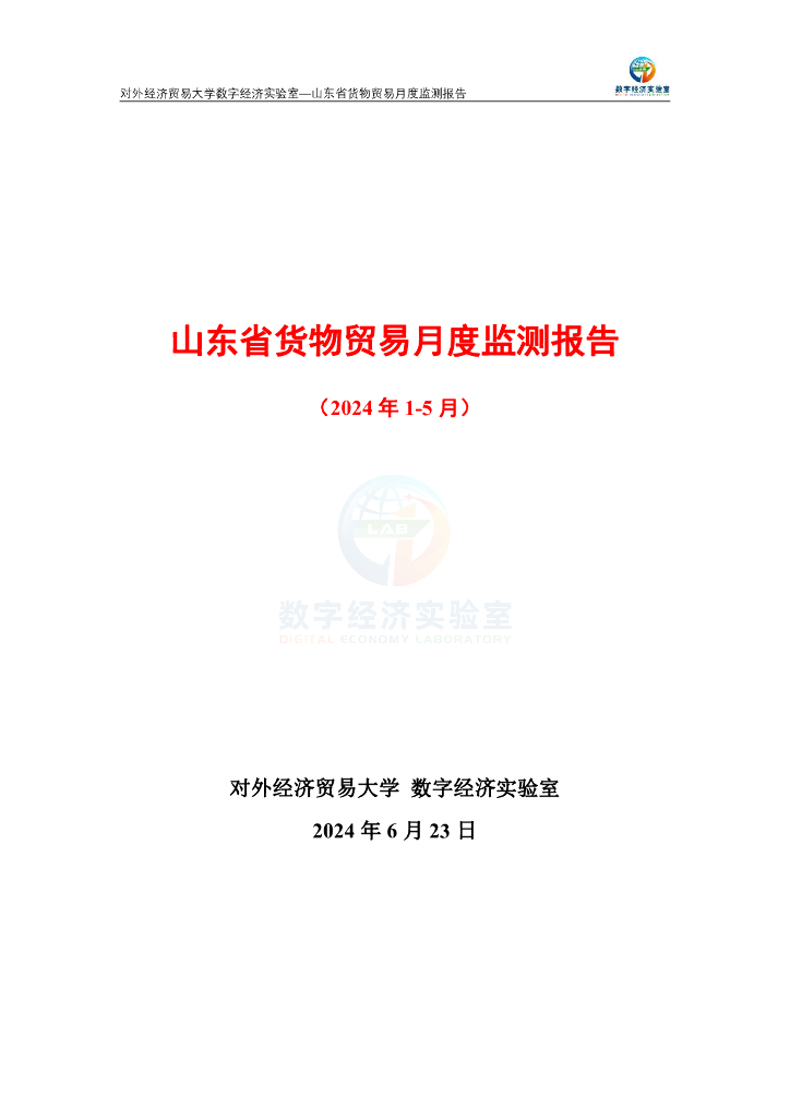对外经济贸易大学：山东省货物贸易月度监测报告（2024年1-5月）