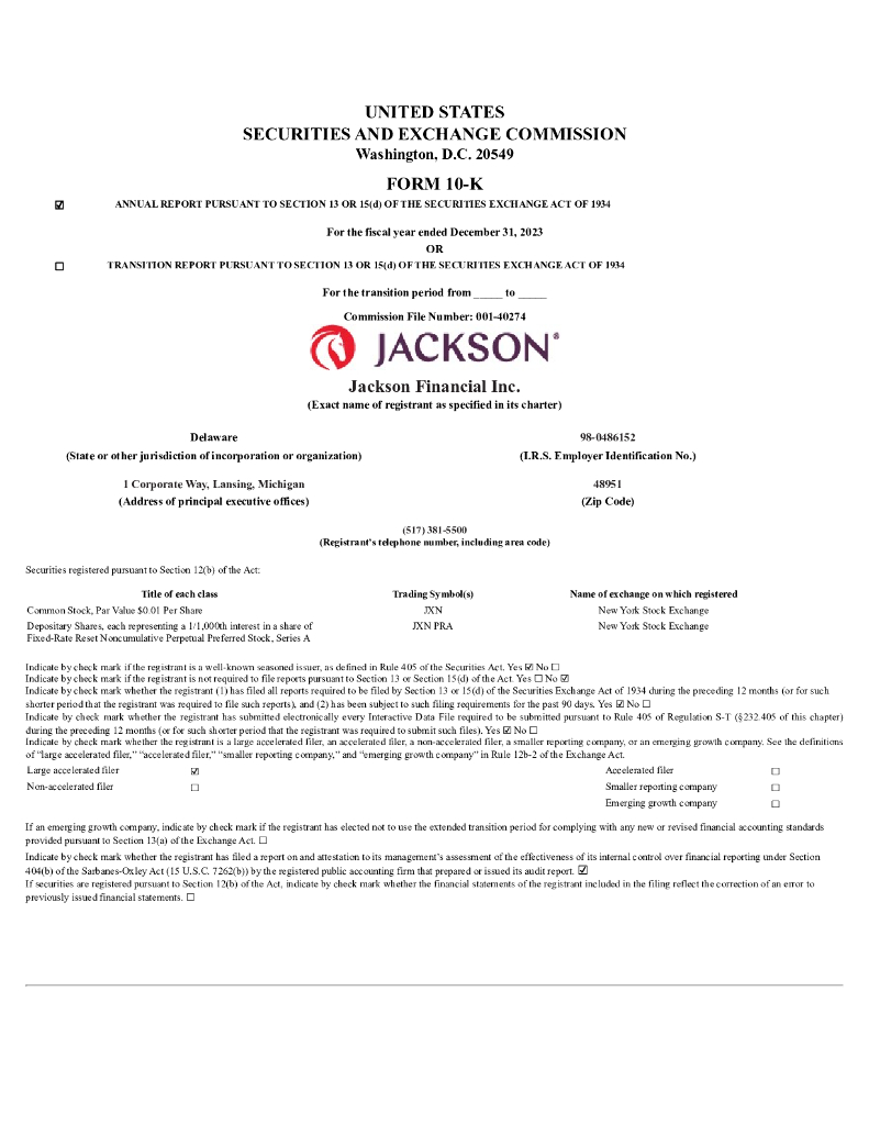 Jackson Financial Inc.（JXN）2023财年年度报告（英文版）