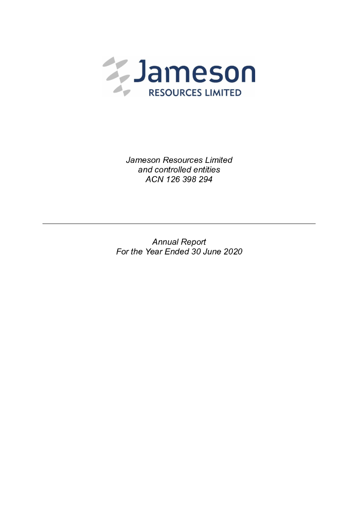 Jameson Resources（JAL）2020财年年度报告（英文版）