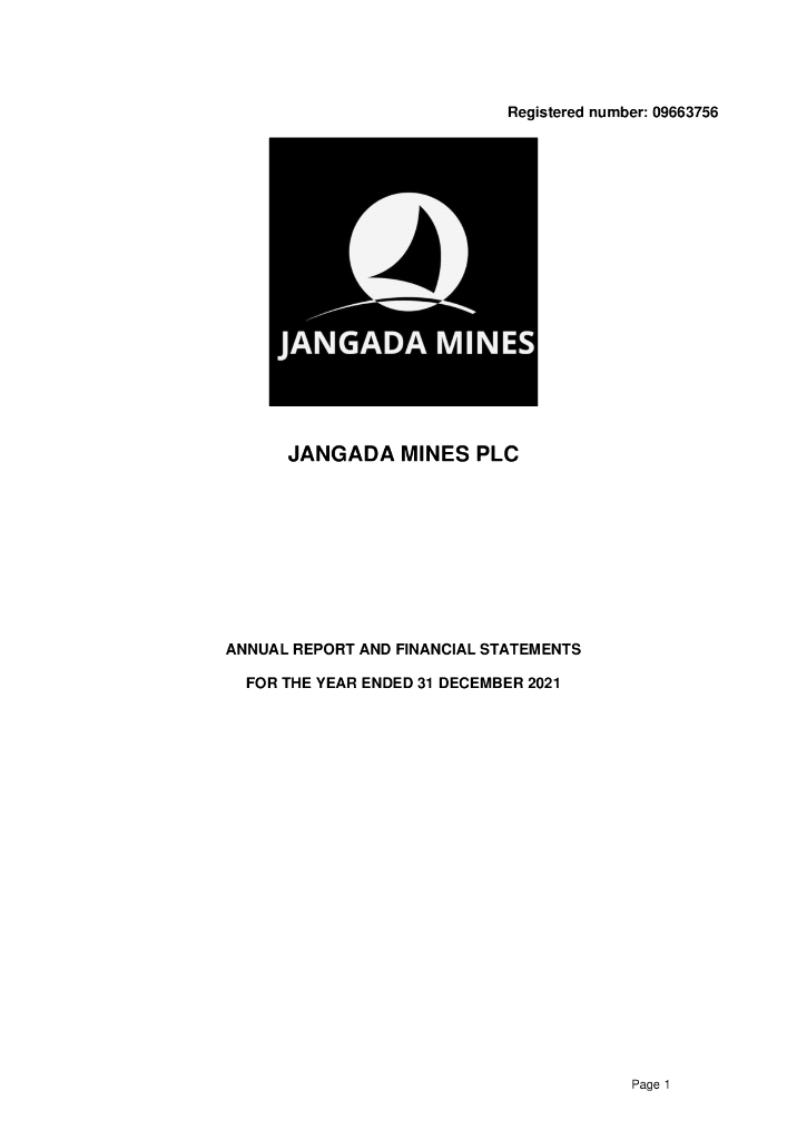Jangada Mines Plc（JAN）2021财年年度报告（英文版）