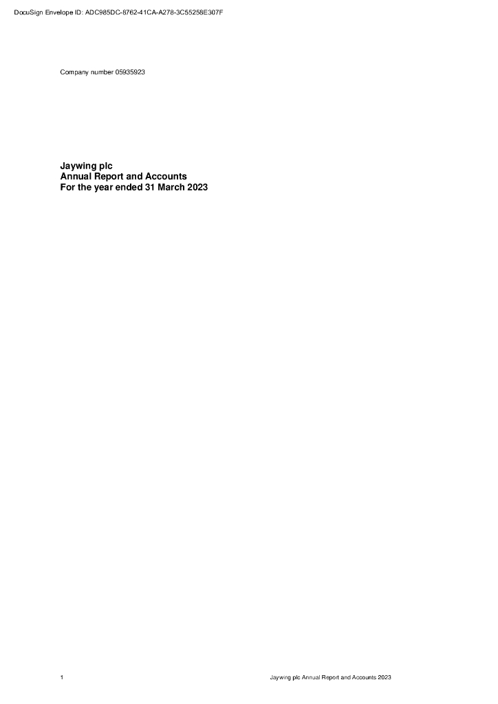 Jaywing plc（JWNG）2023财年年度报告（英文版）