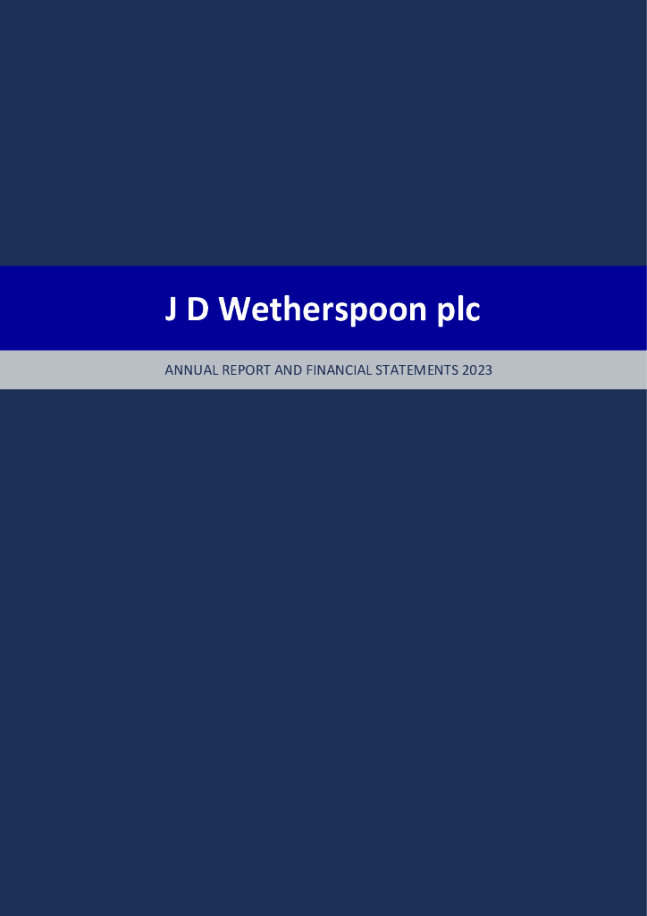 JD Wetherspoon plc（JDW）2023财年年度报告（英文版）
